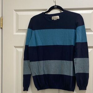 Trovata Striped Crewneck Sweater - Navy, Light Blue & Gray